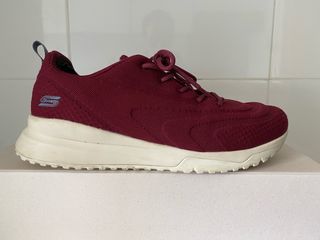 Zapatillas Skechers Mujer Rojas y Beige