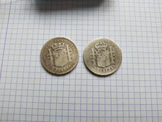 2 Monedas 2 Pesetas Plata