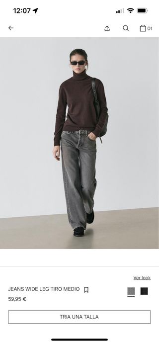 Massimo Dutti Jeans Gris Tiro Medio