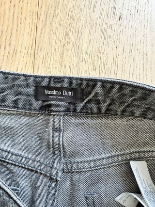 Massimo Dutti Jeans Gris Tiro Medio