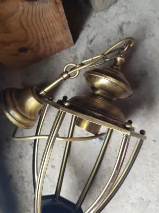 2 Lámparas de Bronce con Cristal