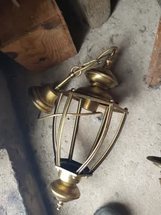 2 Lámparas de Bronce con Cristal