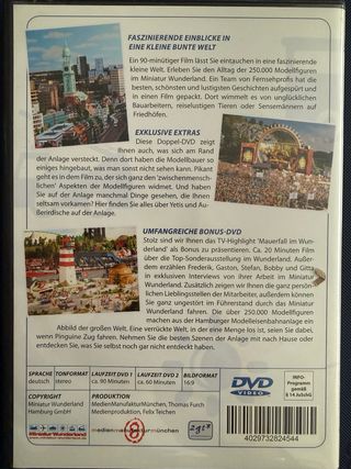 2 DVD Miniatur Wunderland Hamburgo maqueta trenes