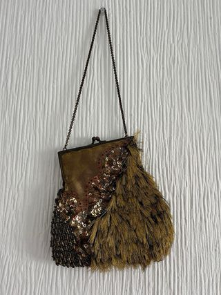 Bolso fiesta vintage marrón y dorado