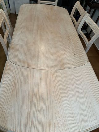 Mesa extensible madera blanca 150cm 2 extensiones