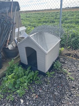 Caseta para perro de plástico color beige/gris