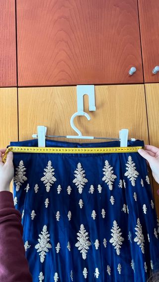 Lehenga choli Vestido India Elegante Azul y Dorado