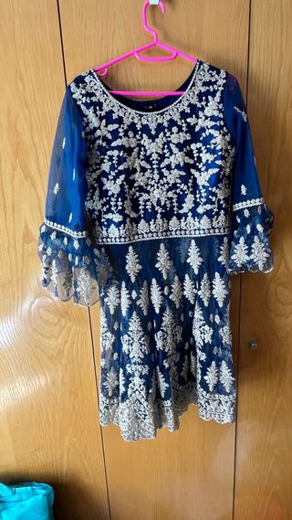 Lehenga choli Vestido India Elegante Azul y Dorado