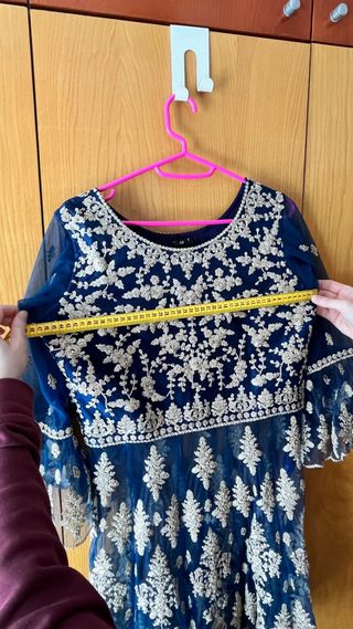 Lehenga choli Vestido India Elegante Azul y Dorado