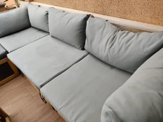 Conjunto sofá y mesa exterior jardin madera