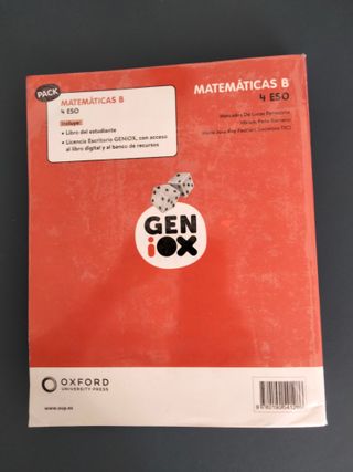 Matemáticas B 4º ESO. Libro del estudiante. GENiOX