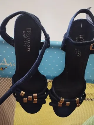 Sandalias tacón Marypaz azul mujer