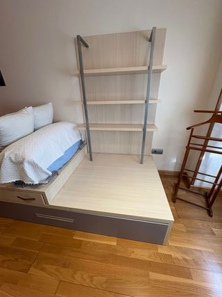 Cama doble juvenil individual con almacenaje