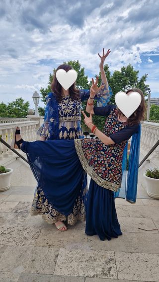 Lehenga Choli Pantalón India Azul Bordado