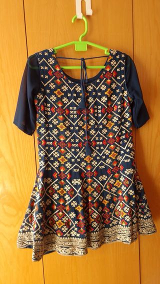 Lehenga Choli Pantalón India Azul Bordado