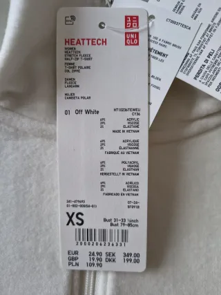 Camiseta polae Uniqlo Heattech Blanco Talla XS