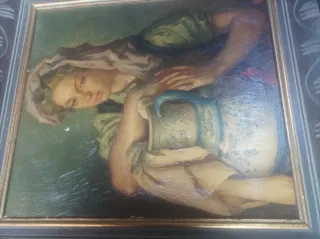 Cuadro antiguo mujer con cántaro