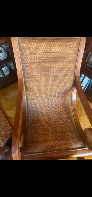 Diván y Reposapiés de Madera y Mimbre