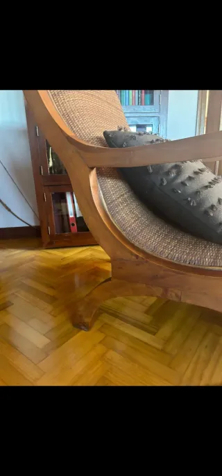 Diván y Reposapiés de Madera y Mimbre