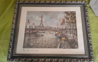 Láminas de París con marco de madera