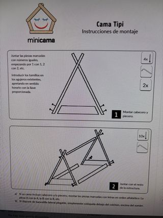 Cama Tipi Infantil 160x80 + Colchón. Marca Mincama