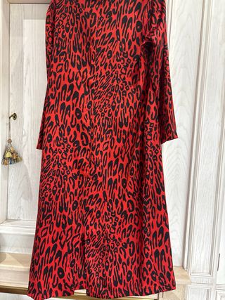 Vestido Raso Estampado Animal Rojo