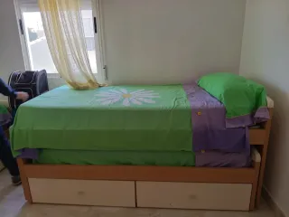 3 camas: 1 individual y 2 nido con cajones y cabec