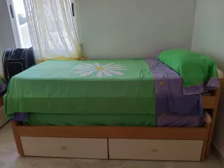 3 camas: 1 individual y 2 nido con cajones y cabec