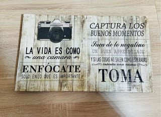 Cuadro en madera con frase motivadora