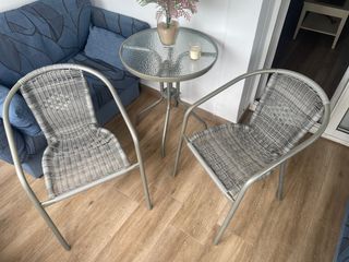 Conjunto mesa y 2 sillas exterior