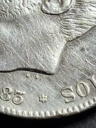 Moneda 5 Pesetas Plata 1883 Alfonso XII