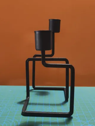 Coppia Portacandele Design Moderno Nero