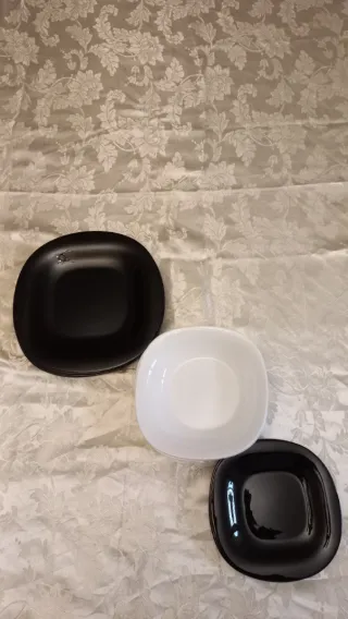 Set Luminarc Piatti Vetro Nero Bianco