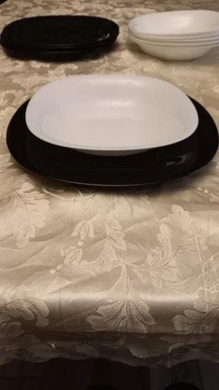 Set Luminarc Piatti Vetro Nero Bianco