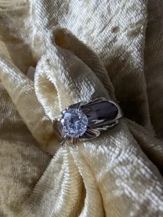 Sortija Solitario Plata grande anillo