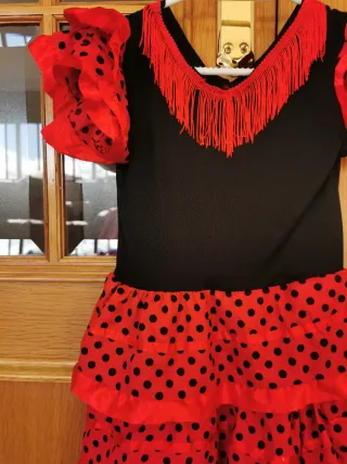 Vestido Flamenca Niña Rojo Lunares