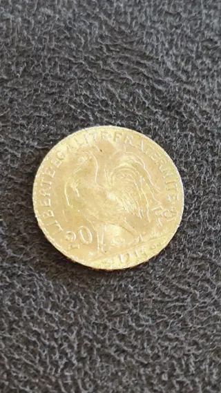 Moneda 20 Francos Gallo Oro