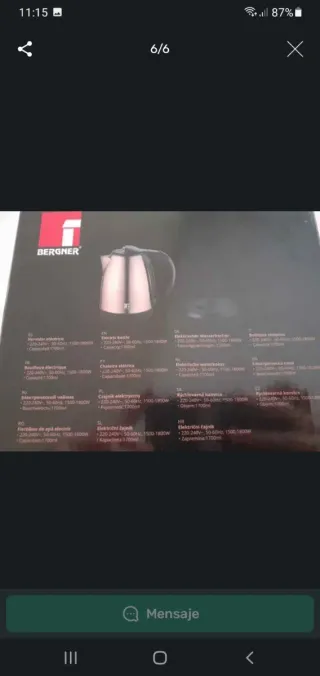 Hervidor de agua Bergner a estrenar