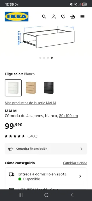 Cómoda Malm Ikea Blanca