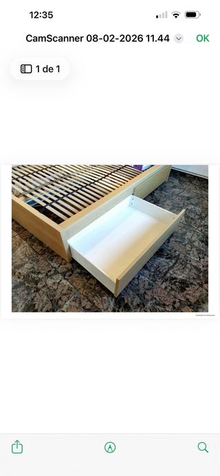 Cama doble con cajones de madera, serie MALM IKEA