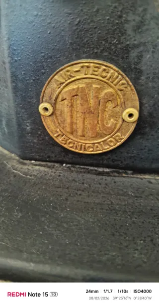 Estufa de leña negra con detalles dorados