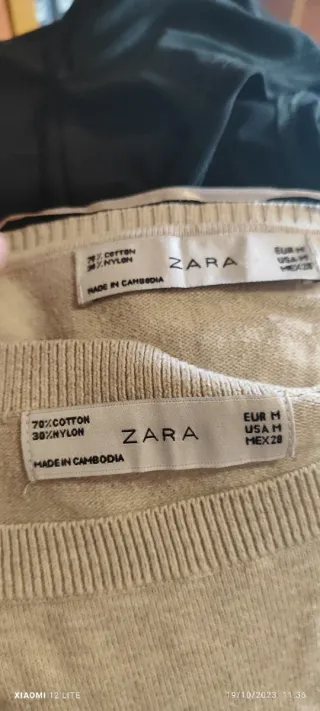 Conjunto Zara Camiseta y Rebeca Beige Talla M