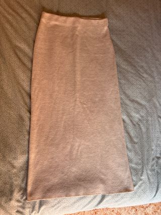 Falda punto Zara beige Talla S