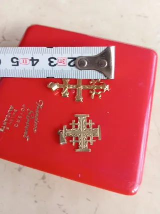 Pareja Colgantes Oro 18k Cruz Caravaca Jerusalén