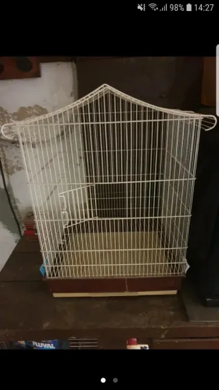 Jaula para agaporni blanca y marrón
