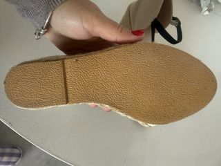 Zapatillas esparto cuña negras y beige T37