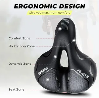 YOUNGDO Sillín Bicicleta Gel Negro Impermeable
