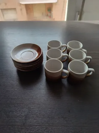 Juego 6 tazas café con platillos
