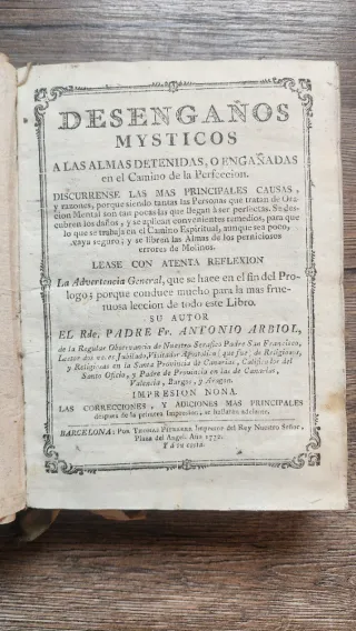 Libro 1772 desengaños mysticos