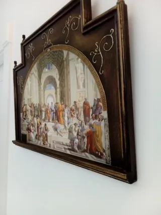 Retablo de madera Escuela de Atenas